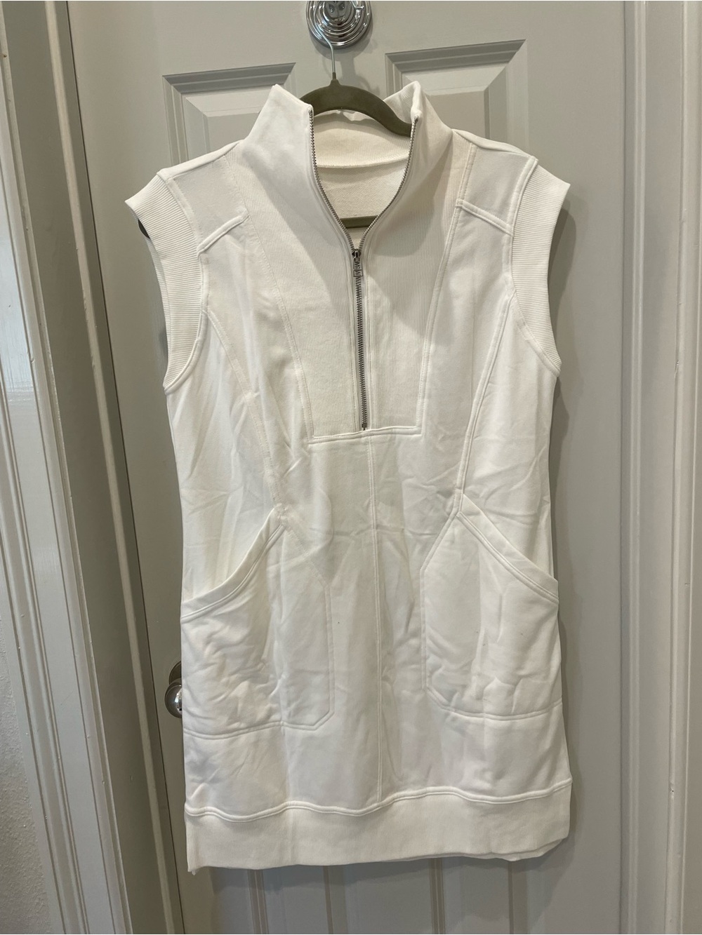 Sleeveless White Zip-Front Dress